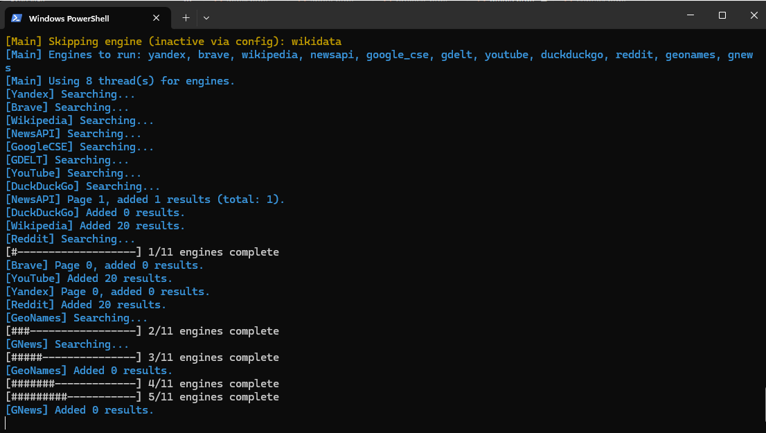 A clip of NameSweep in action